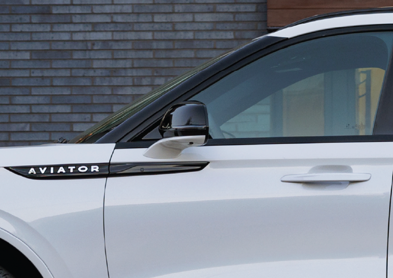 The driver’s door of a white 2025 Lincoln Aviator® SUV is showcased. | Gary Yeomans Lincoln in Daytona Beach FL