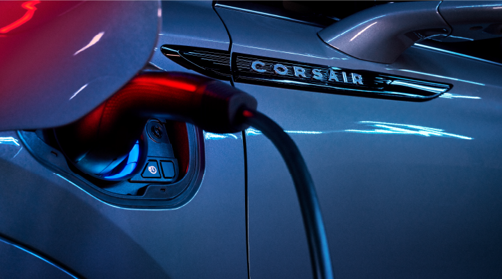A charger plugged into the charging port of a 2025 Lincoln Corsair® Plug-in Hybrid model. | Gary Yeomans Lincoln in Daytona Beach FL